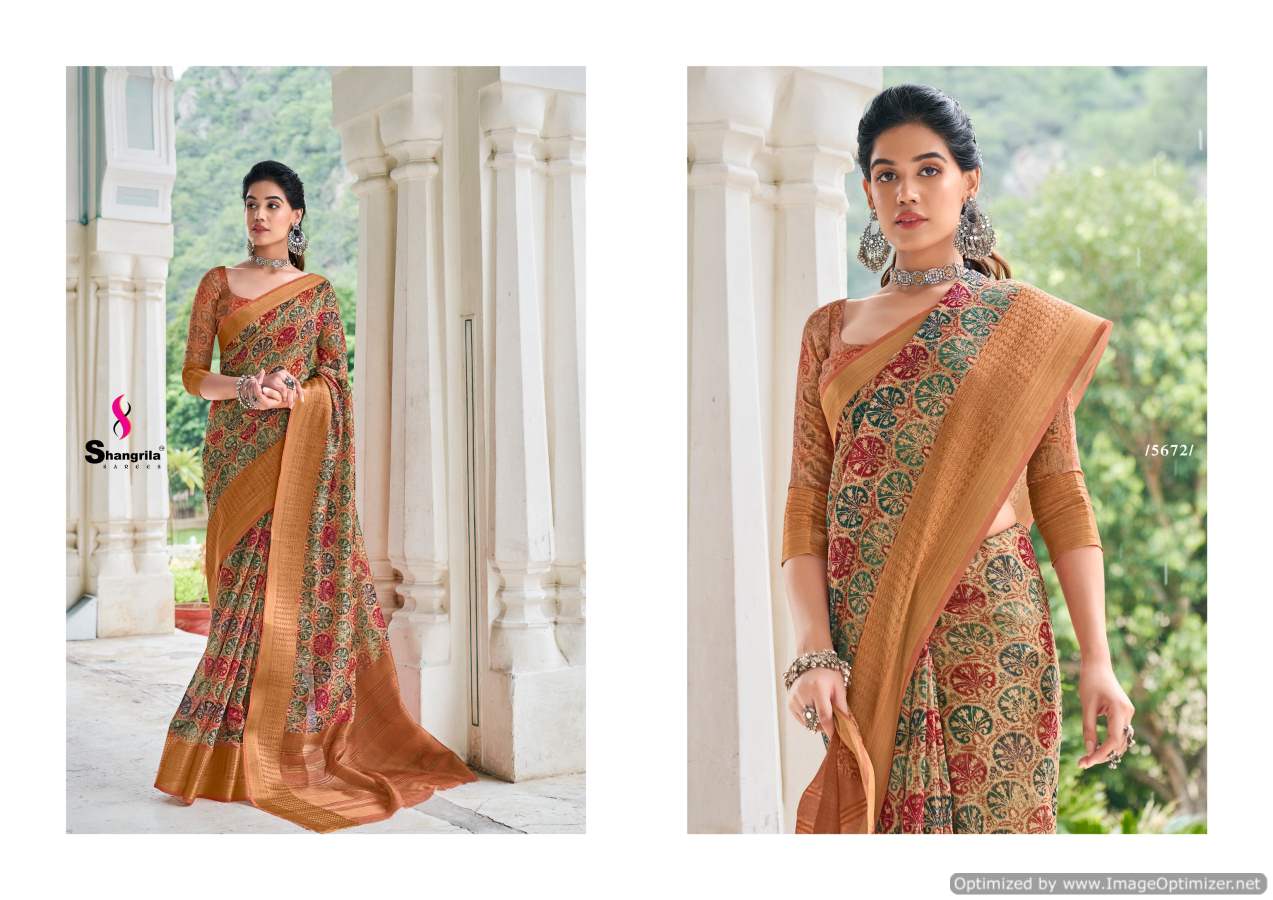 Shangrila Niharika Digital 2 Fancy Wear Soft Linen Digital Pure Print Saree Collection